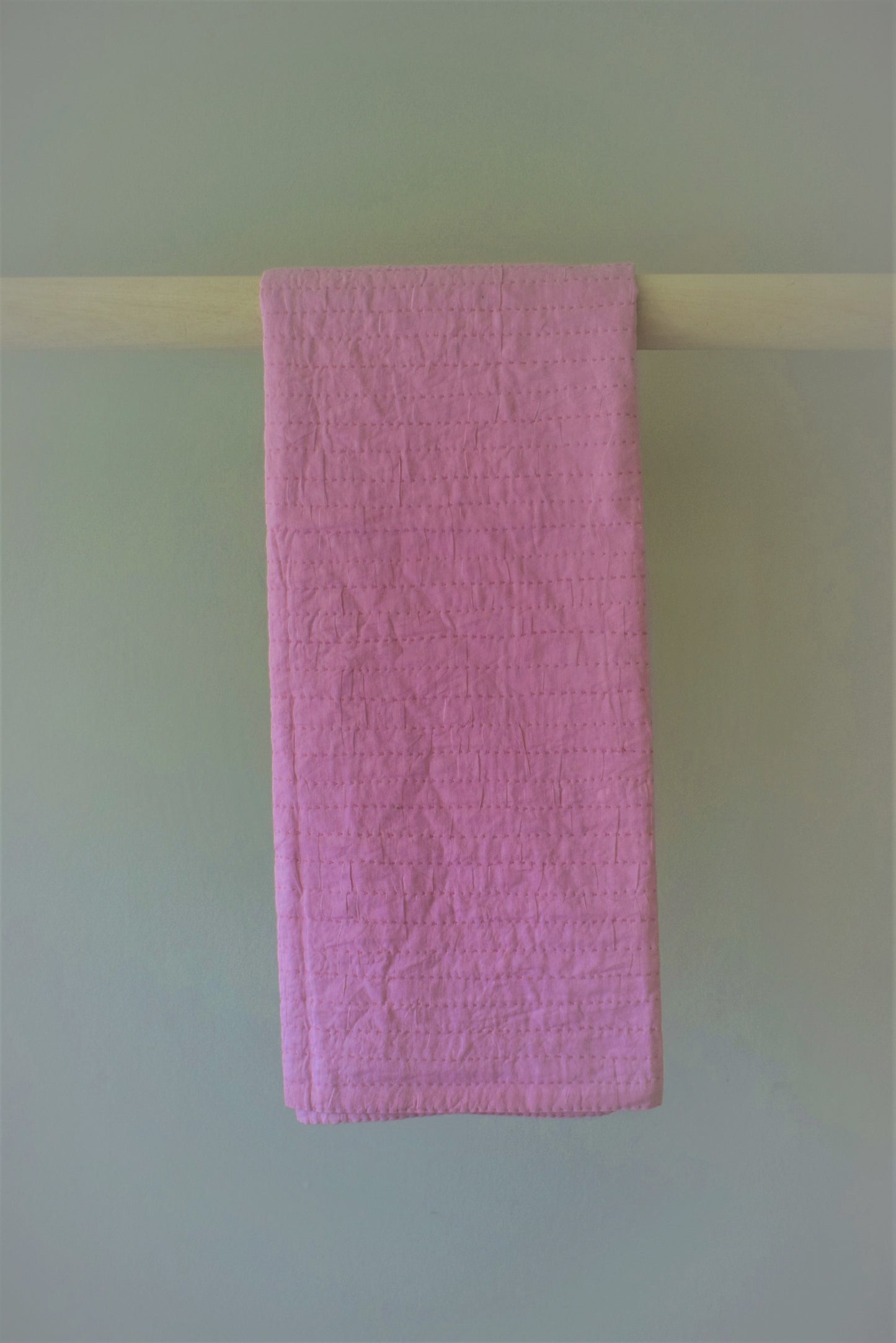 Pink kantha stitch cotton baby blanket