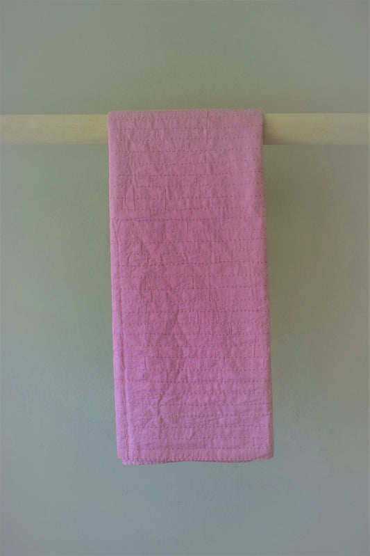 Pink kantha stitch cotton baby blanket