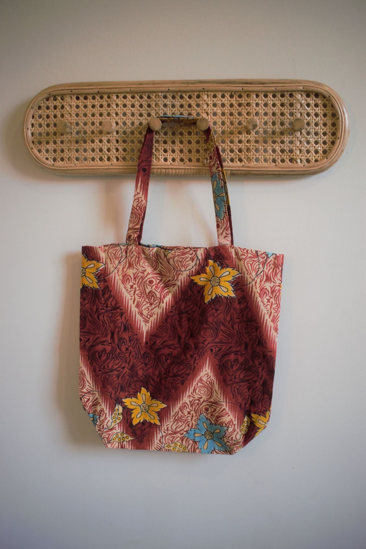 Vintage sari cotton tote shopping bag - 0