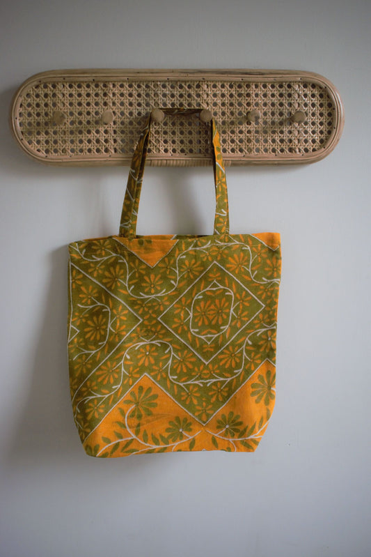 Vintage sari cotton tote shopping bag - 0