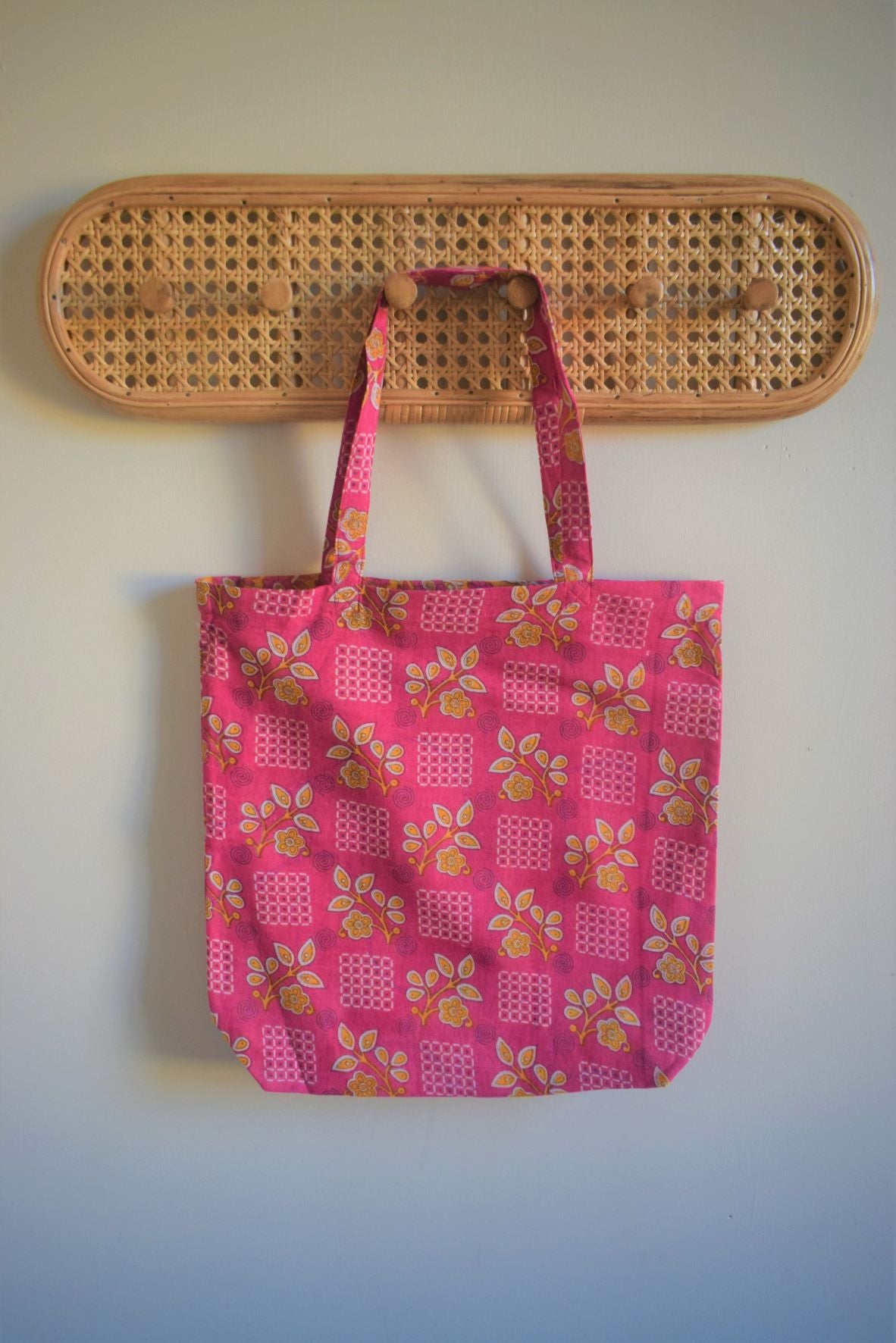 Vintage sari cotton tote shopping bag - 0