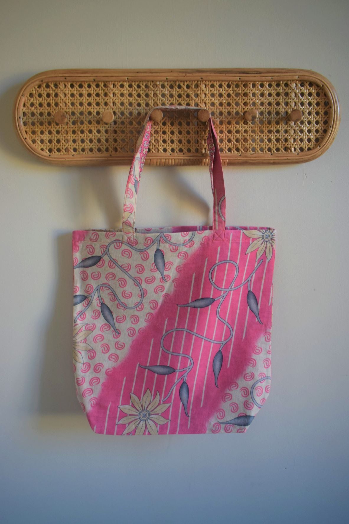 Vintage sari cotton tote shopping bag - 0