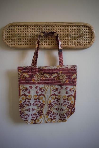 Vintage sari cotton tote shopping bag - 0