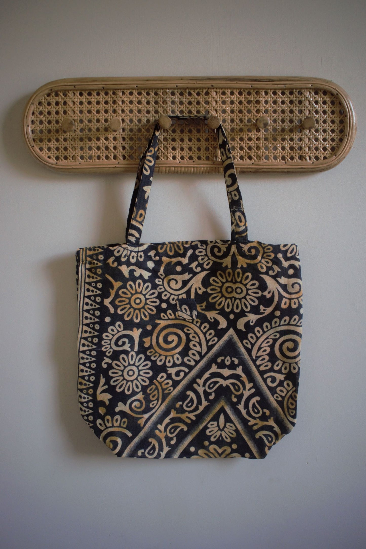 Vintage sari cotton tote shopping bag - 0