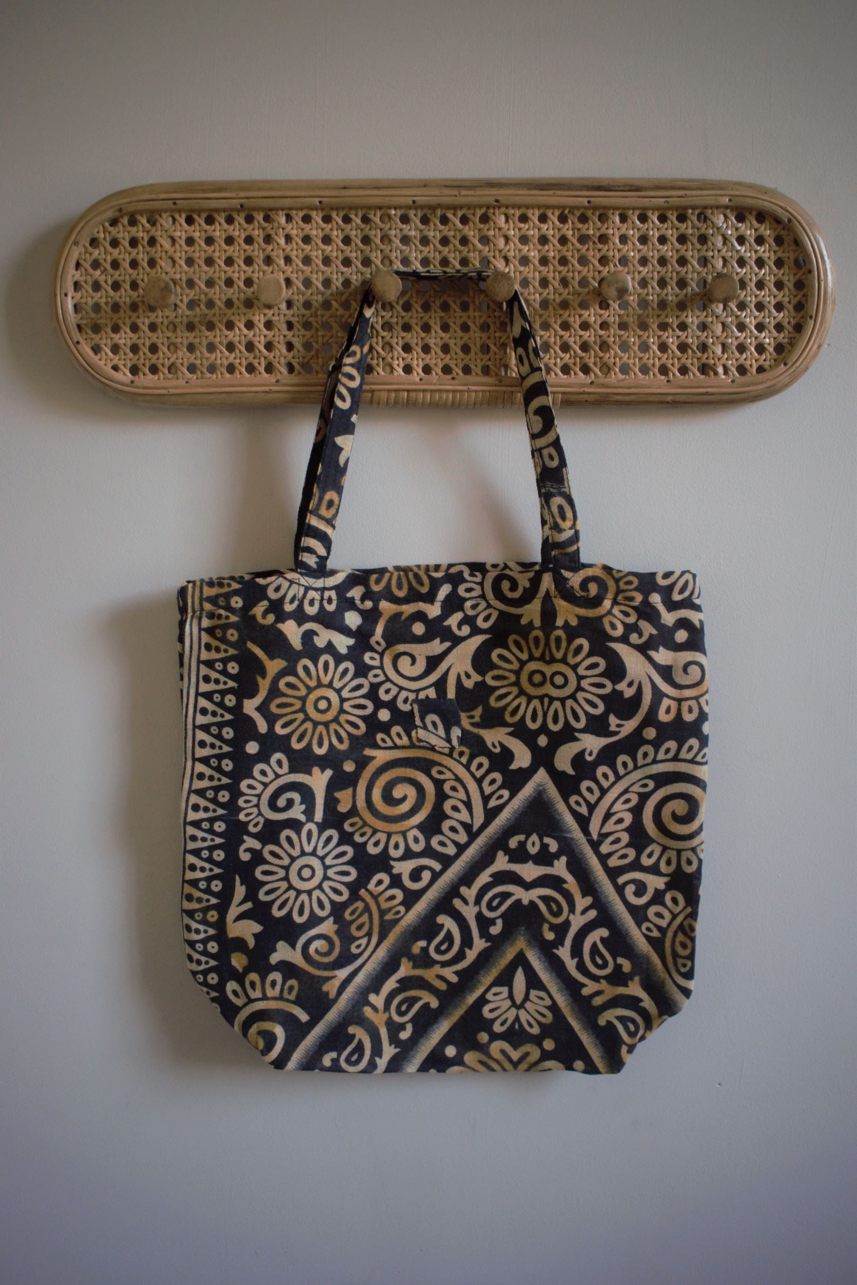 Vintage sari cotton tote shopping bag - 0