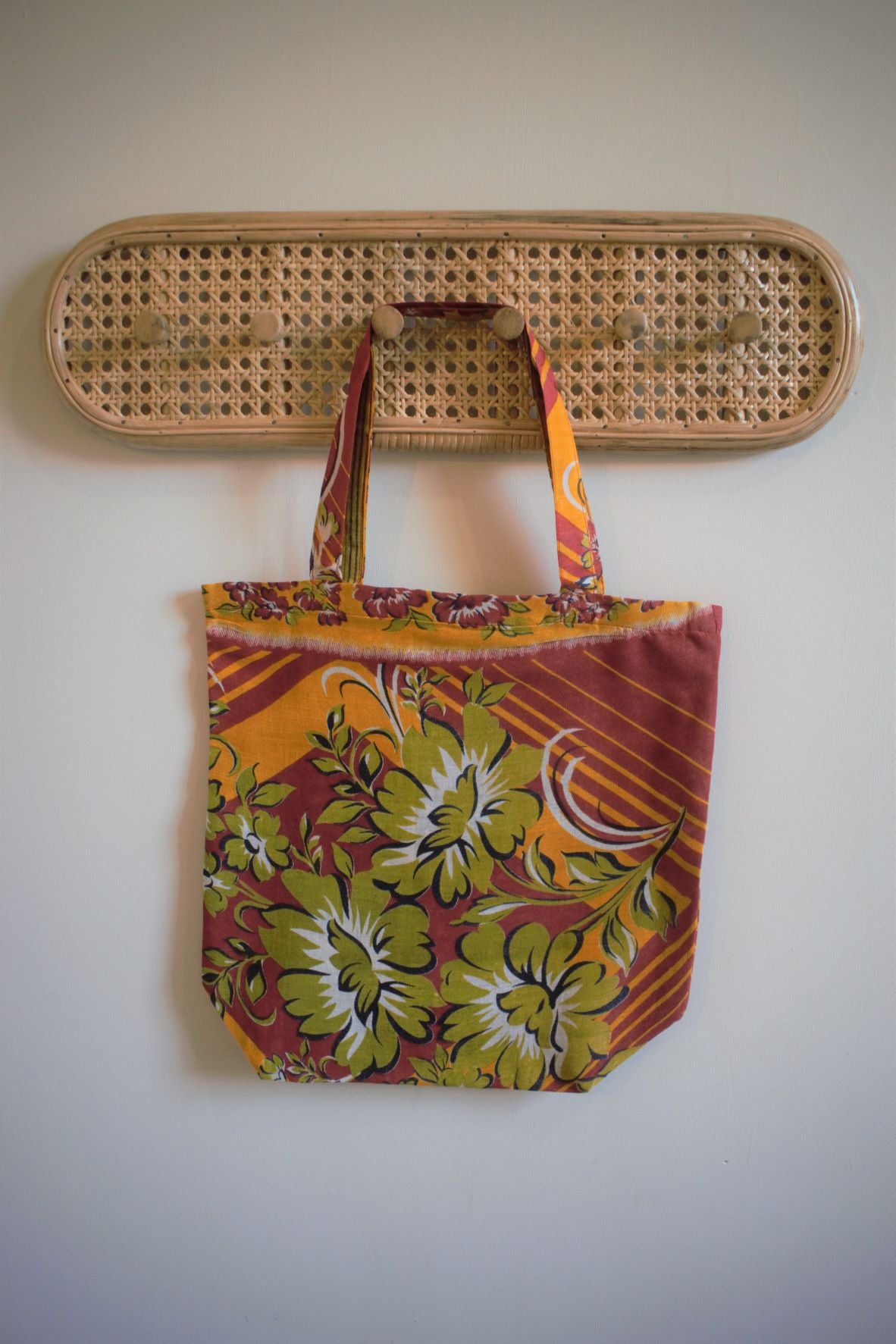 Vintage sari cotton tote shopping bag - 0