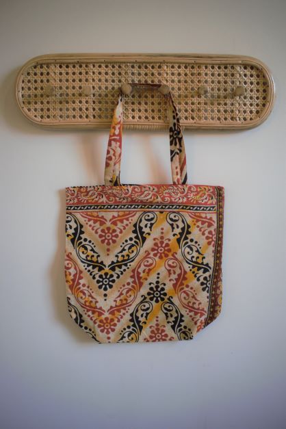 Vintage sari cotton tote shopping bag - 0