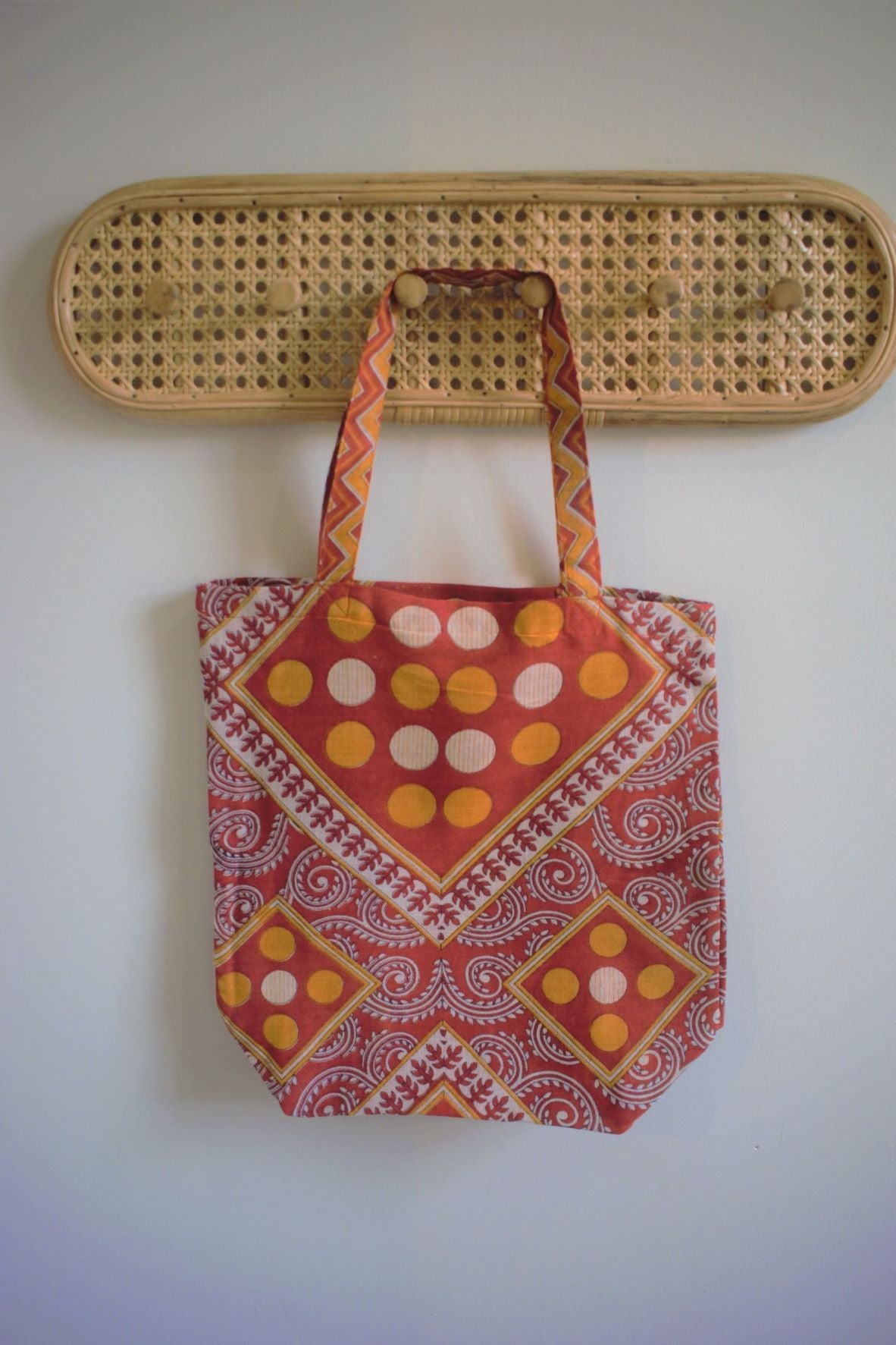 Vintage sari cotton tote shopping bag - 0