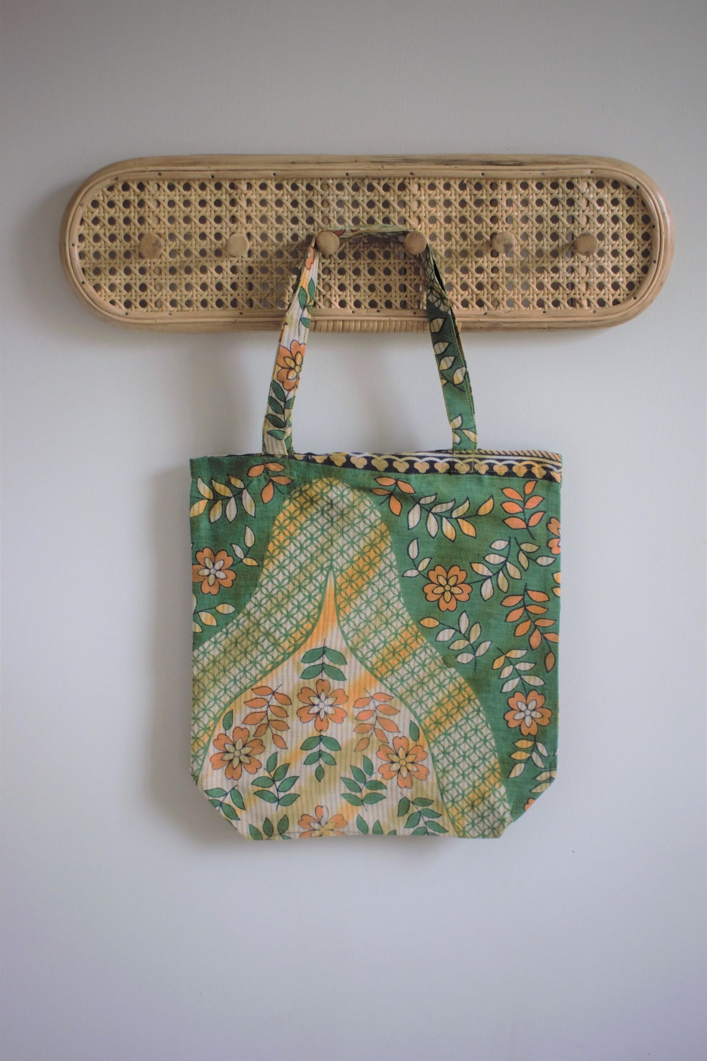 Vintage sari cotton tote shopping bag - 0