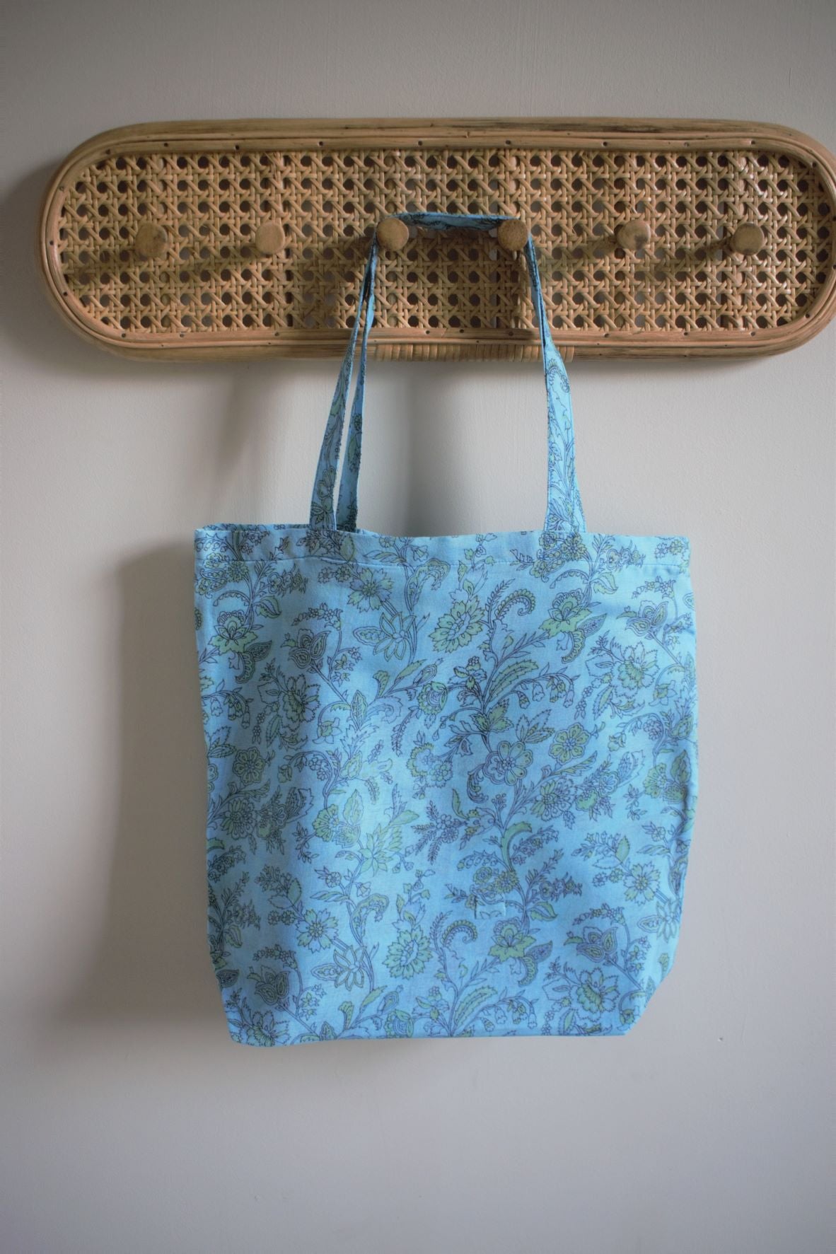 Vintage sari cotton tote shopping bag - 0