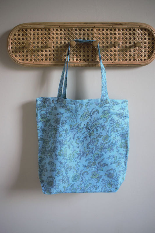 Vintage sari cotton tote shopping bag - 0