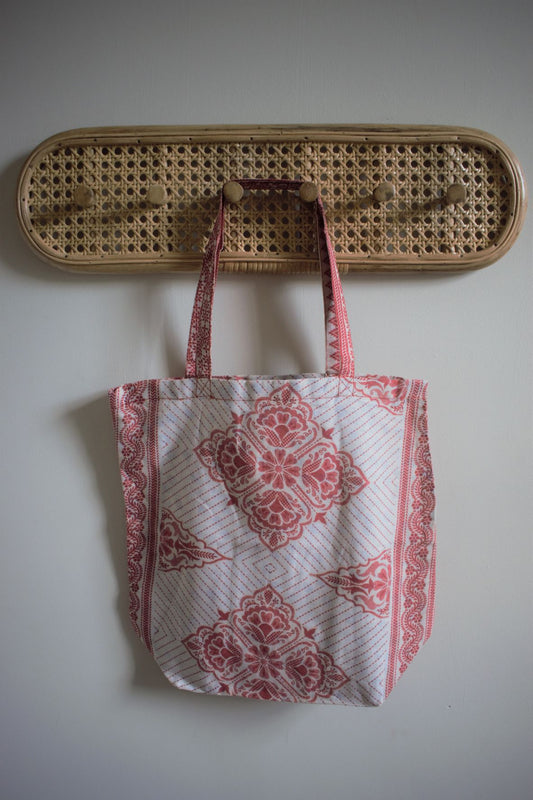 Vintage sari cotton tote shopping bag - 0