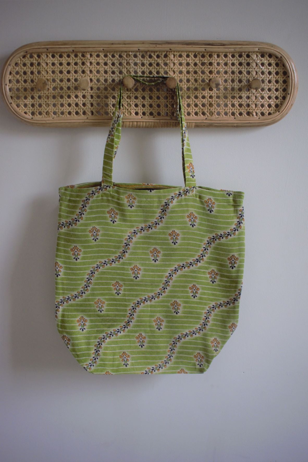 Vintage sari cotton tote shopping bag - 0