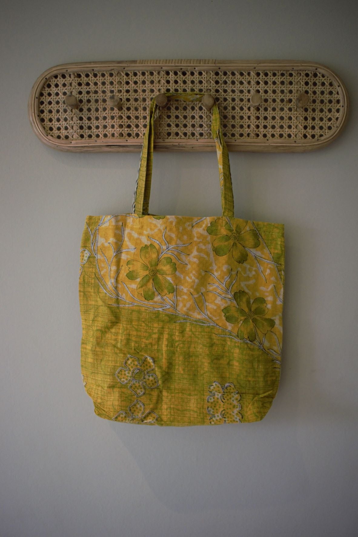 Vintage sari cotton tote shopping bag - 0