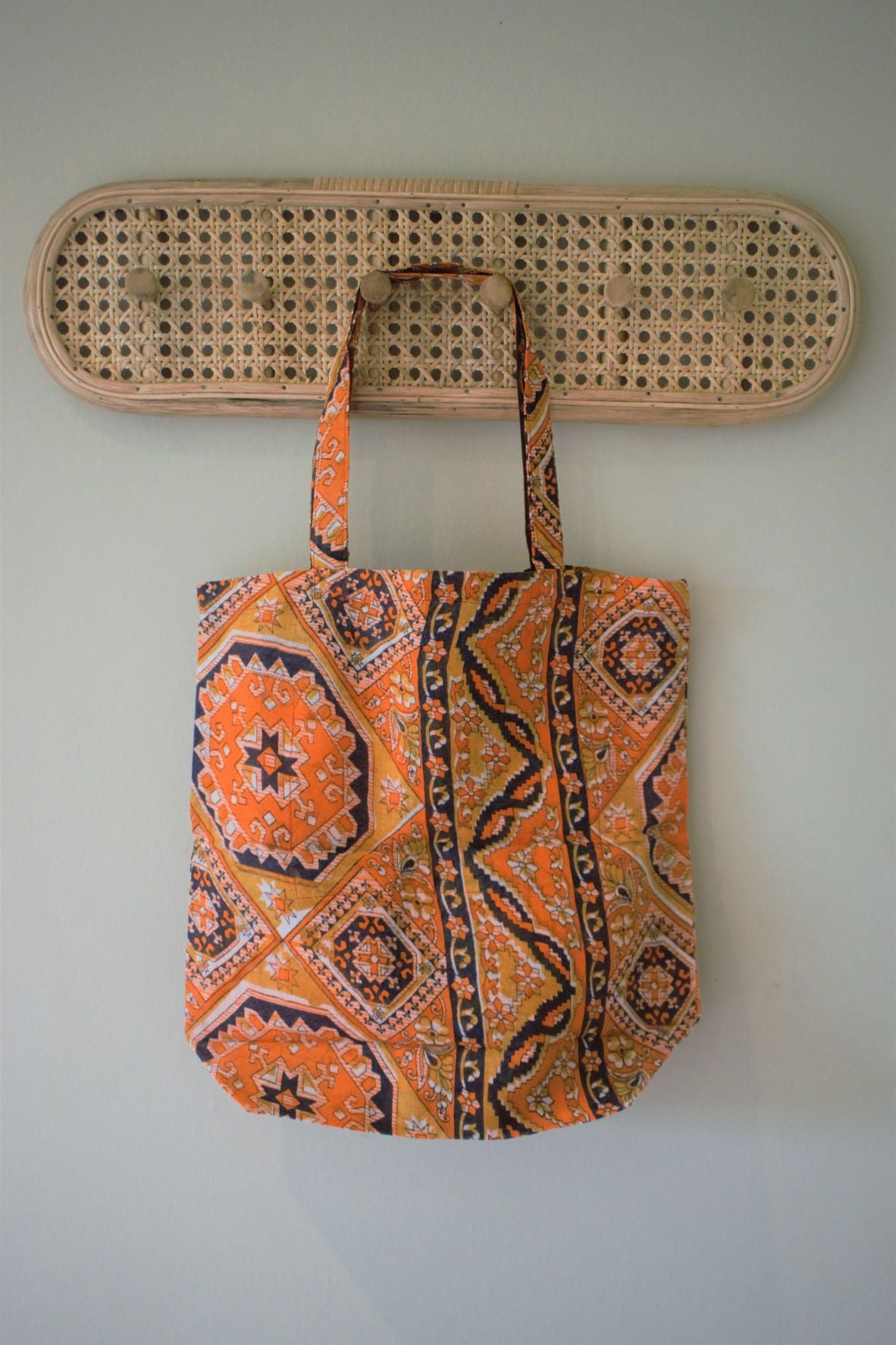 Vintage sari cotton tote shopping bag - 0