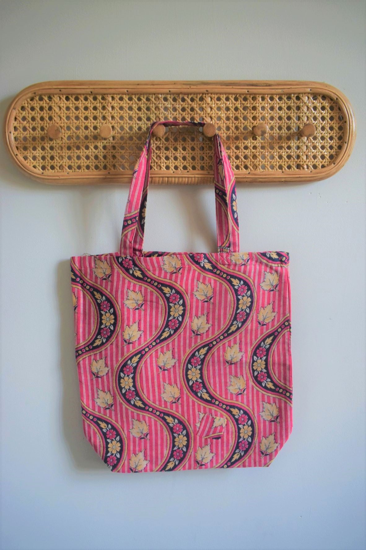 Vintage sari cotton tote shopping bag - 0