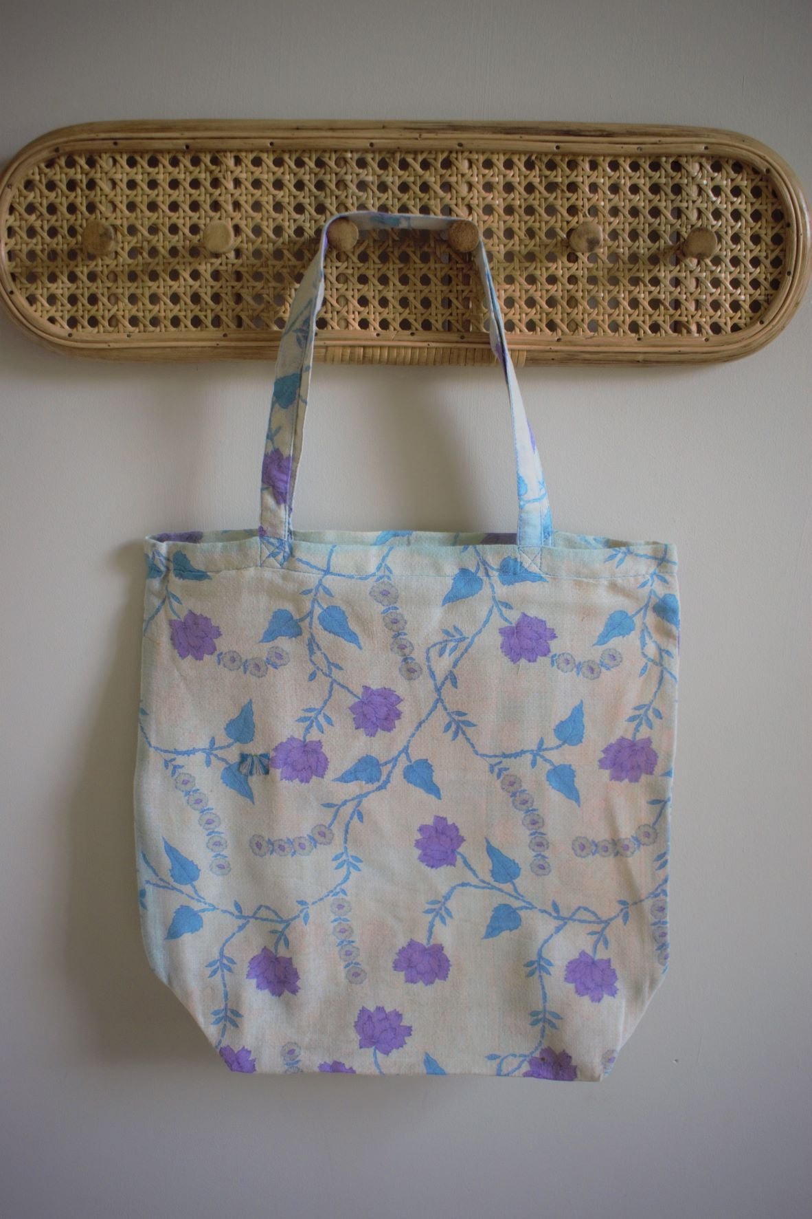 Vintage sari cotton tote shopping bag - 0