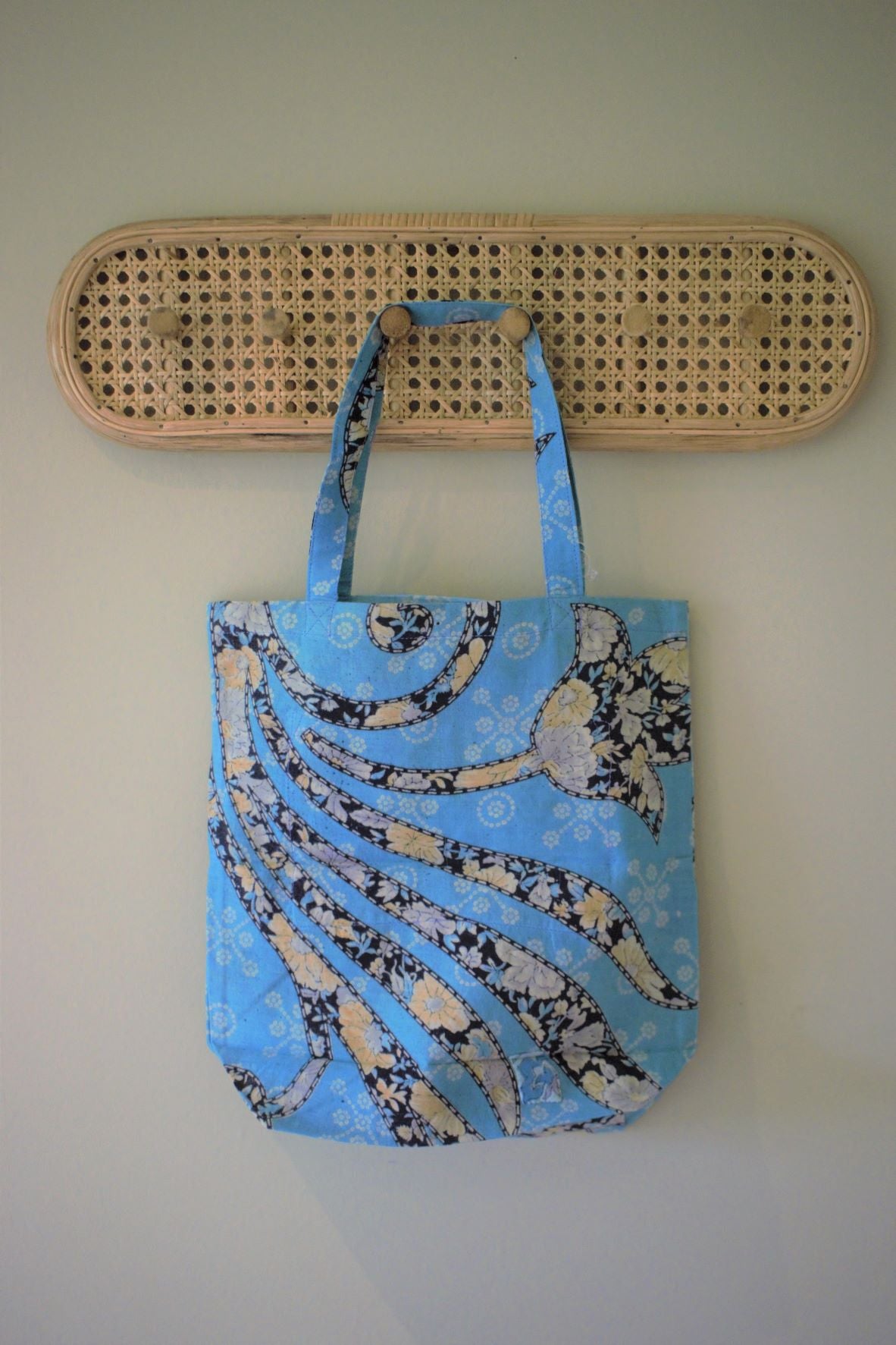 Vintage sari cotton tote shopping bag - 0