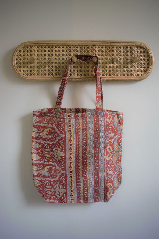 Vintage sari cotton tote shopping bag - 0