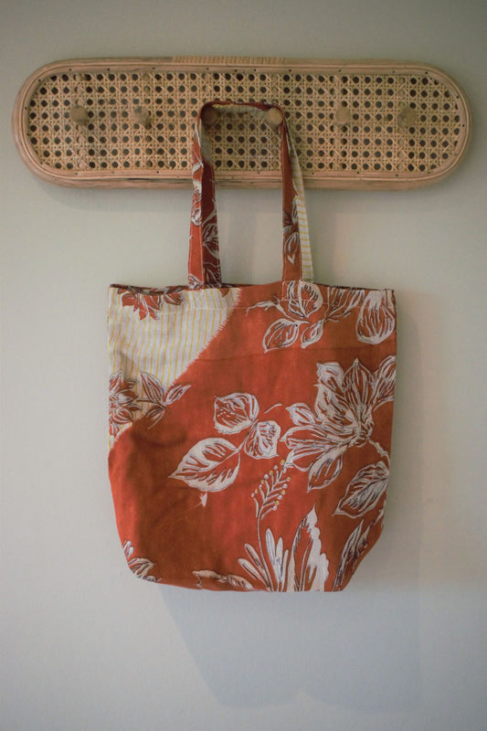 Vintage sari cotton tote shopping bag - 0