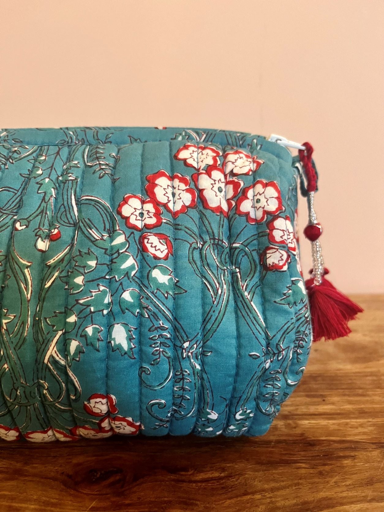 Wild Flower Block Print Wash Bag